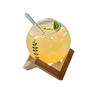 Round Glass Juice Straw Cup