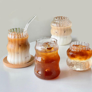Striped Glass Tumbler: Irregularly Shaped Drinkware