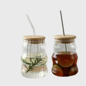 Heat-Resistant Striped Glass Tumbler for Home Use