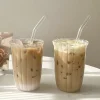Vertical Striped Glass Coffee Cup Ins Large Capacity Water Cup Transparent Coffee Milk Glass Cup