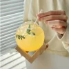 Ins Round Coffee Glass Cup Home Bar Party New Unique Drinking Juice Glass Straw Cups