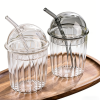 Minimalist Heat-Resistant Glass Juice Cup with Straw